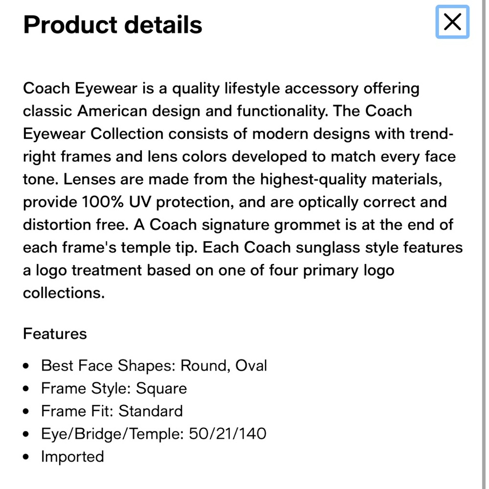 Coach Sunglasses - Picture 7 of 7